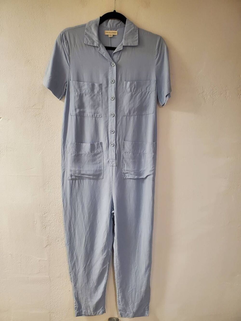Tradlands Finn Tencel Linen Jumpsuit in Blue XXS